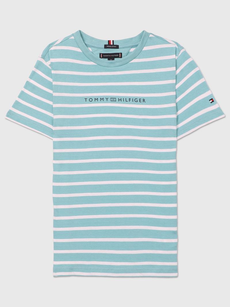 Fiú Tommy Hilfiger Stripe Póló Menta | HU 2294BEX